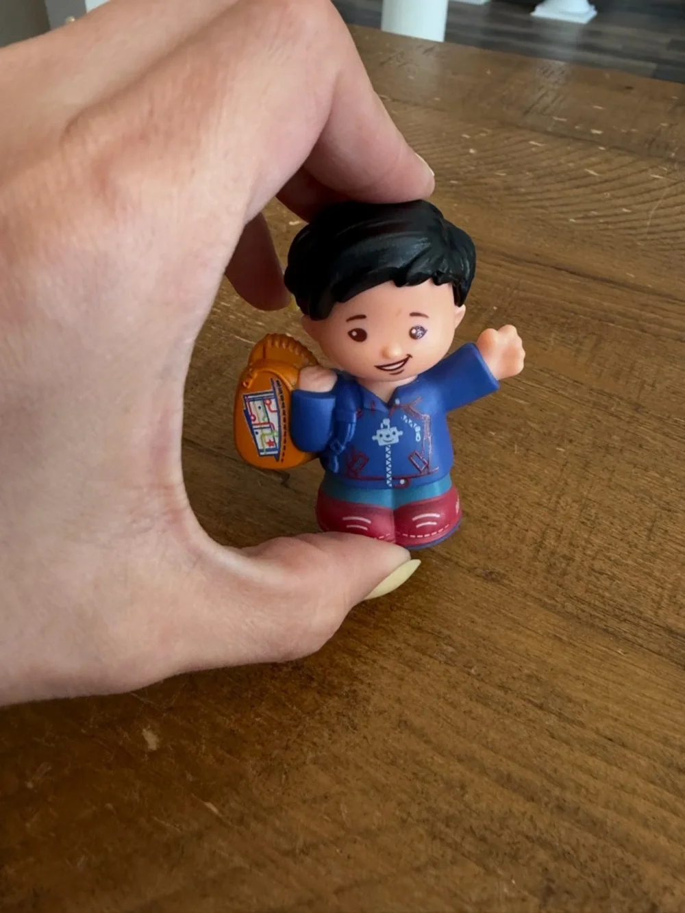 Fisher Price Little People robot boy with backpack as is
